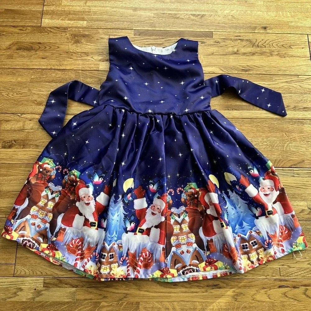 Girls Christmas Dress Fancy Santa Christmas Formal Dress Festival Girls Party D